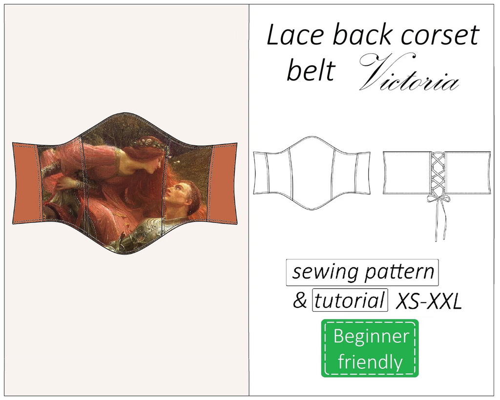 Victoria lace back corset belt sewing pattern | Instant PDF download