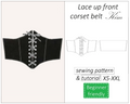 Kim front lace corset belt sewing pattern | Instant PDF download