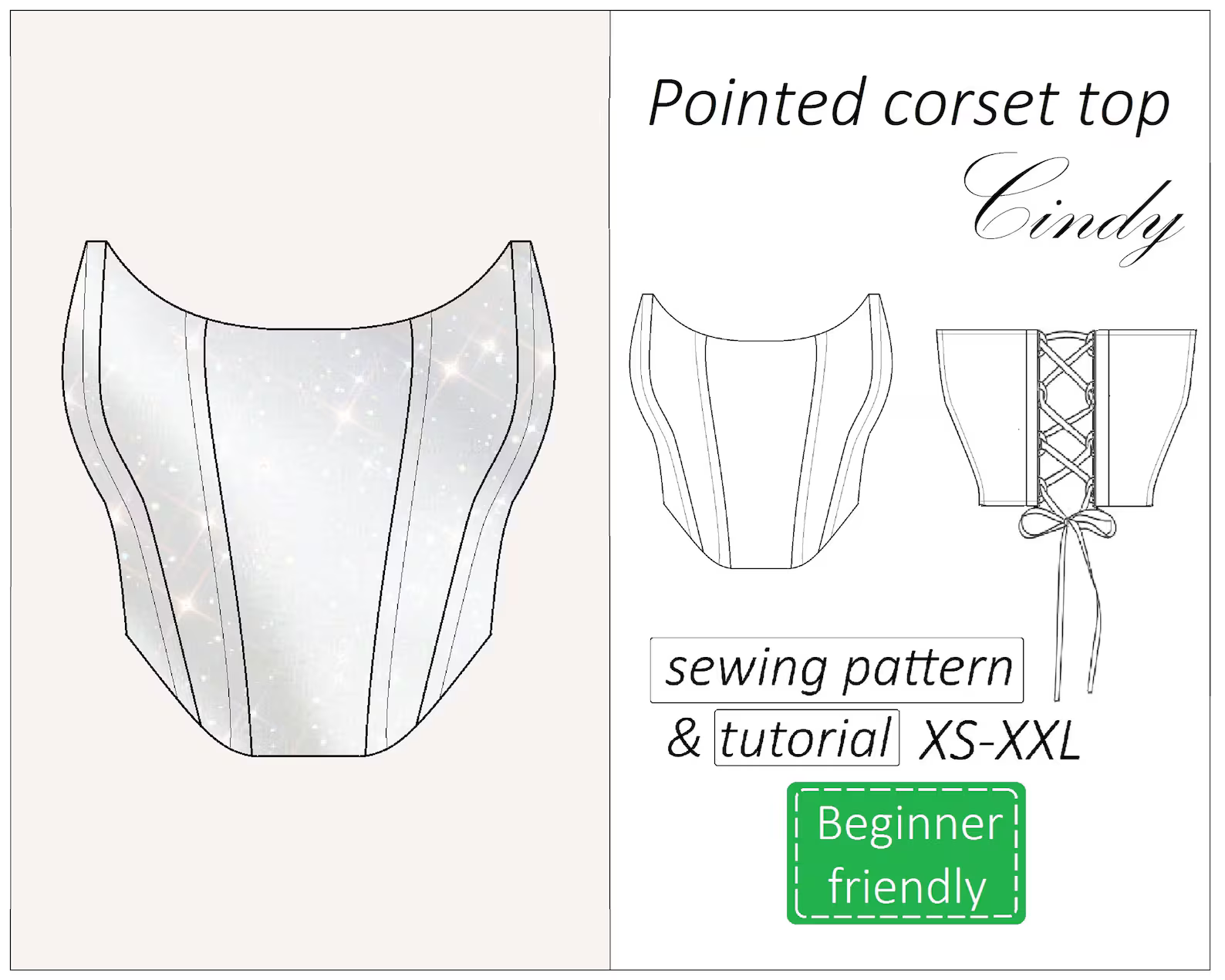 Cindy corset top sewing pattern | Instant PDF download