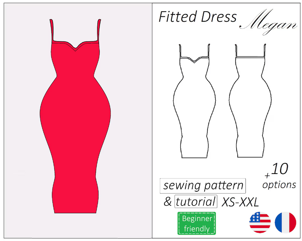 Megan fitted dress sewing pattern | Instant PDF download