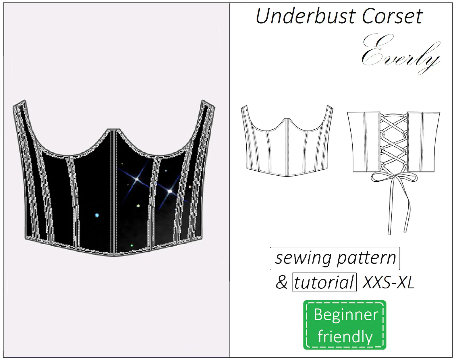 Everly corset belt sewing pattern | Instant PDF download