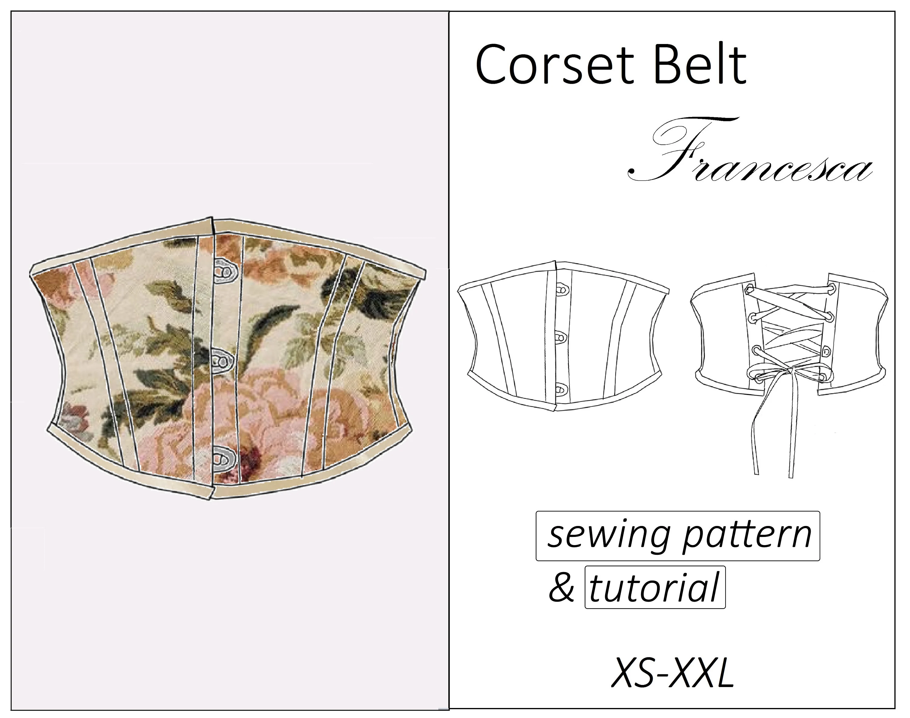 Francesca corset belt sewing pattern | Instant PDF download