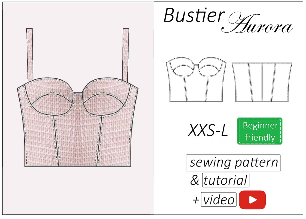 Aurora bustier top sewing pattern | Instant PDF download