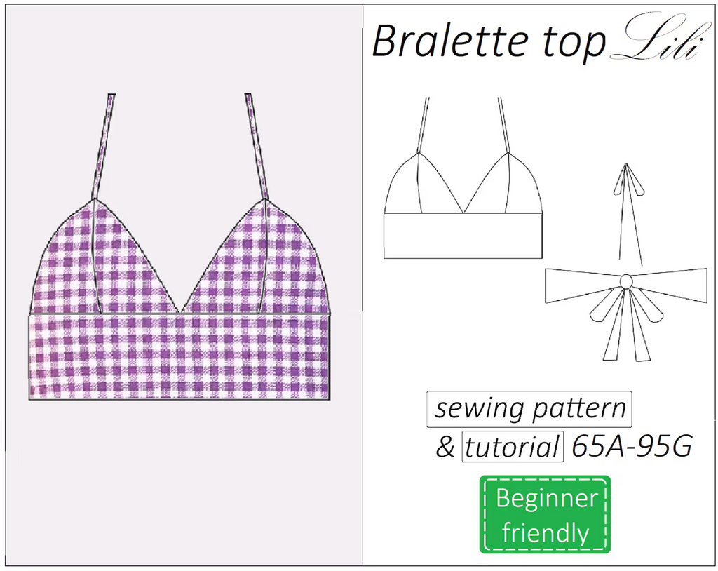 Lili bralette crop top sewing pattern | Instant PDF download