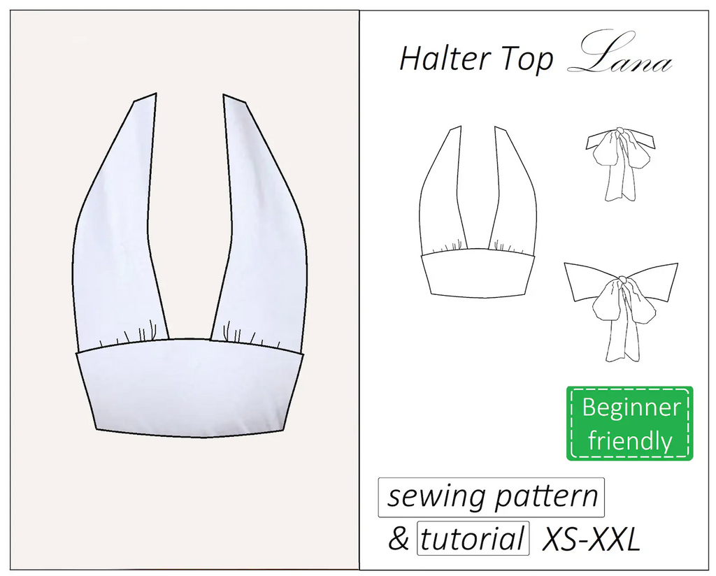 Lana halter neck top sewing pattern | Instant PDF download
