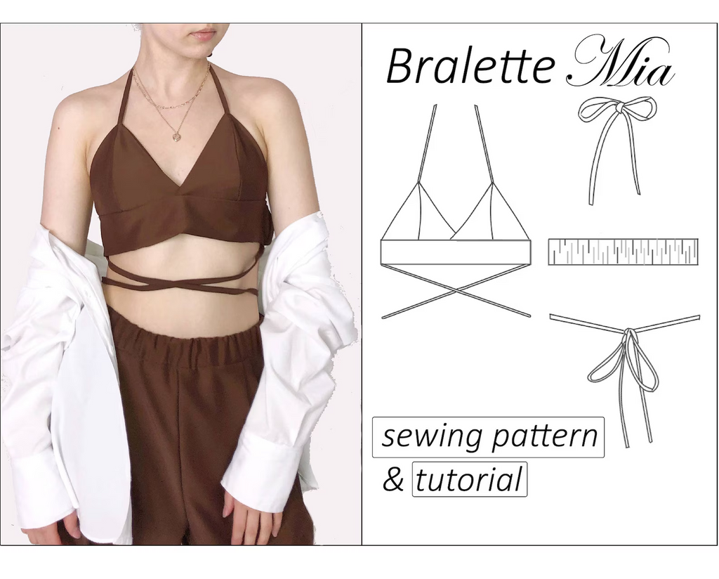 Mia backless bralette crop top sewing pattern | Instant PDF download