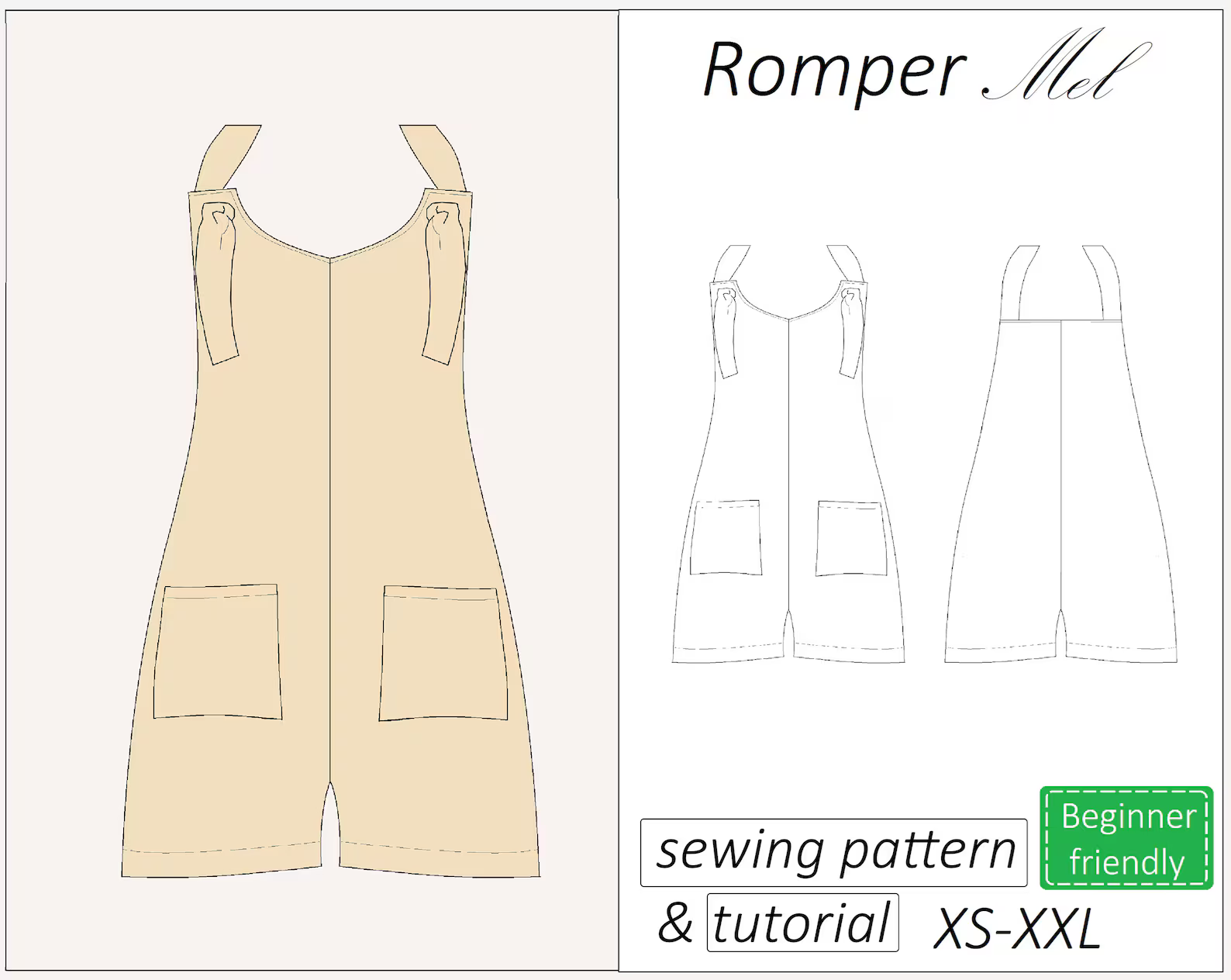 Mel romper sewing pattern | Instant PDF download