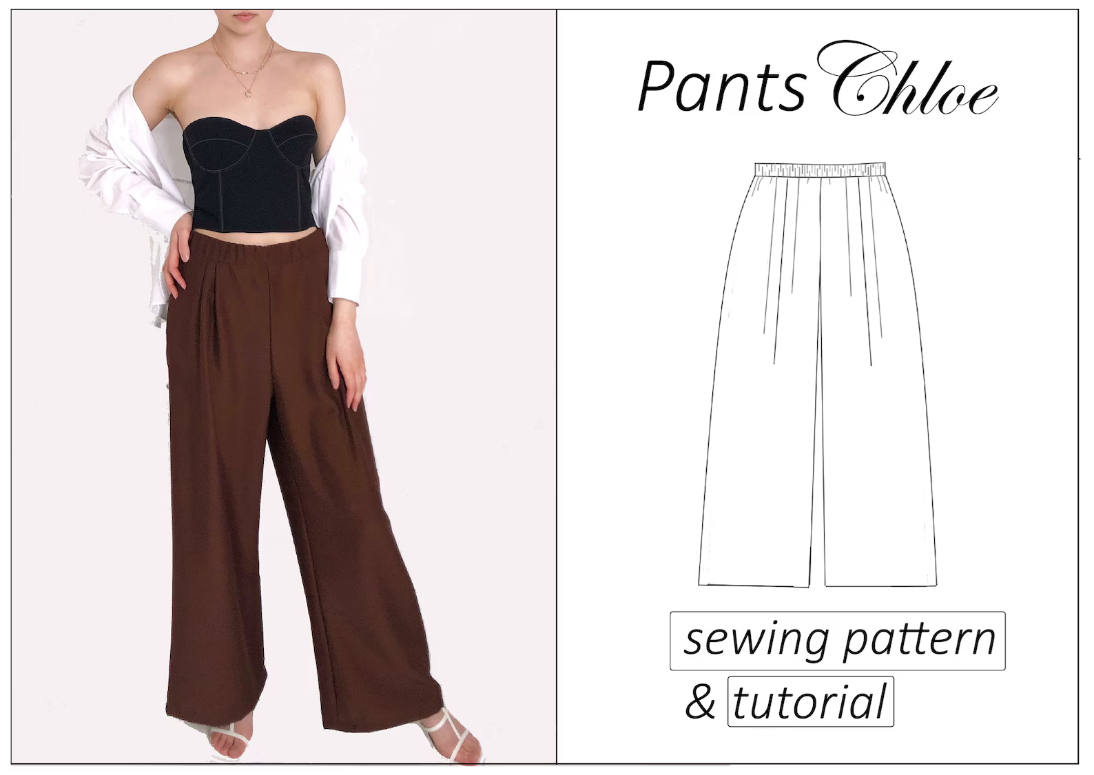 Chloe wide leg pants sewing pattern | Instant PDF download