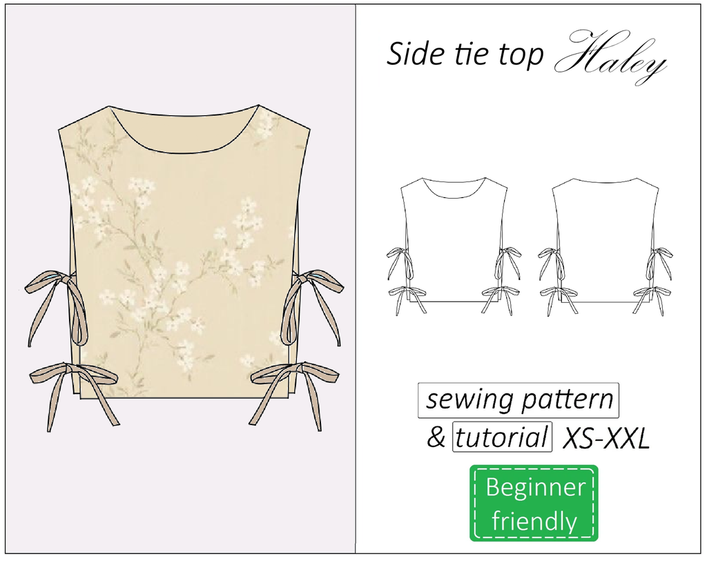 Haley side tie top sewing pattern | Instant PDF download