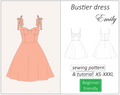 Emily bustier corset dress sewing pattern | Instant PDF download