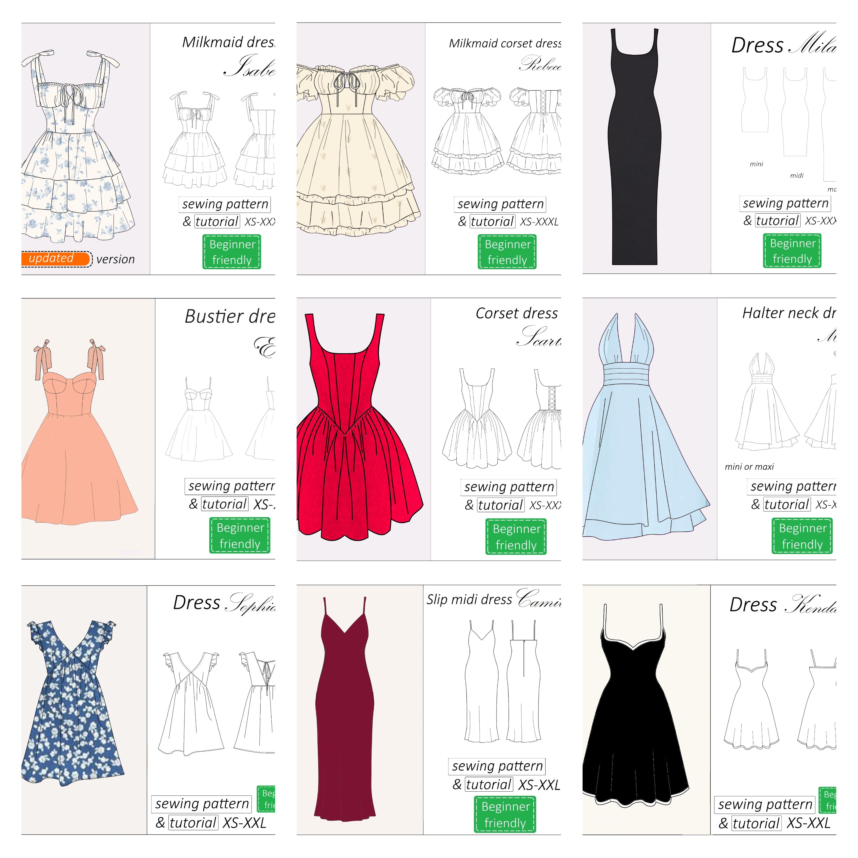 Dream dress pack sewing pattern | Instant PDF download