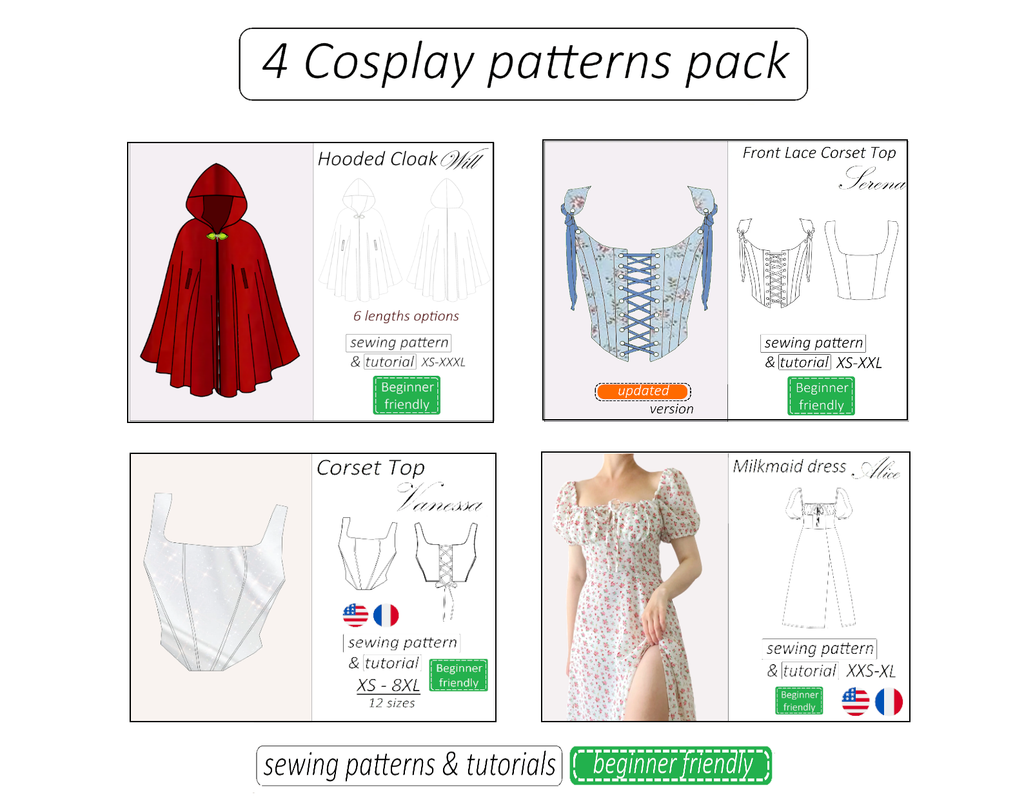 Cosplay sewing patterns pack | Instant PDF download