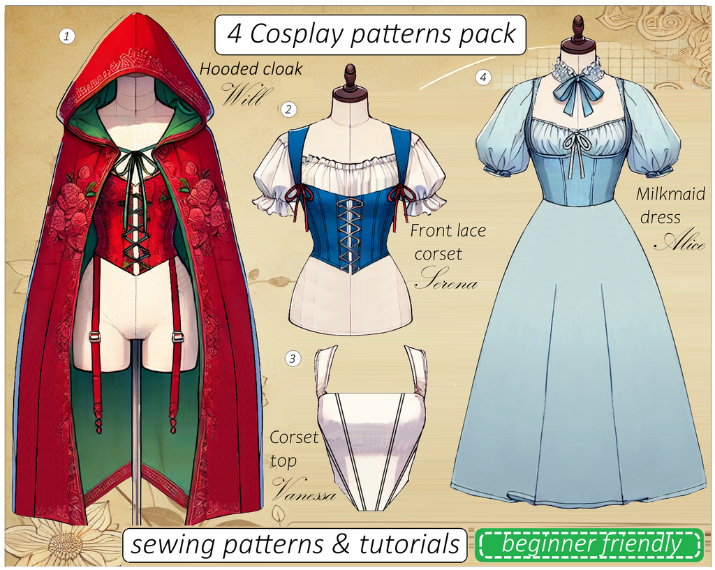 Cosplay sewing patterns pack | Instant PDF download