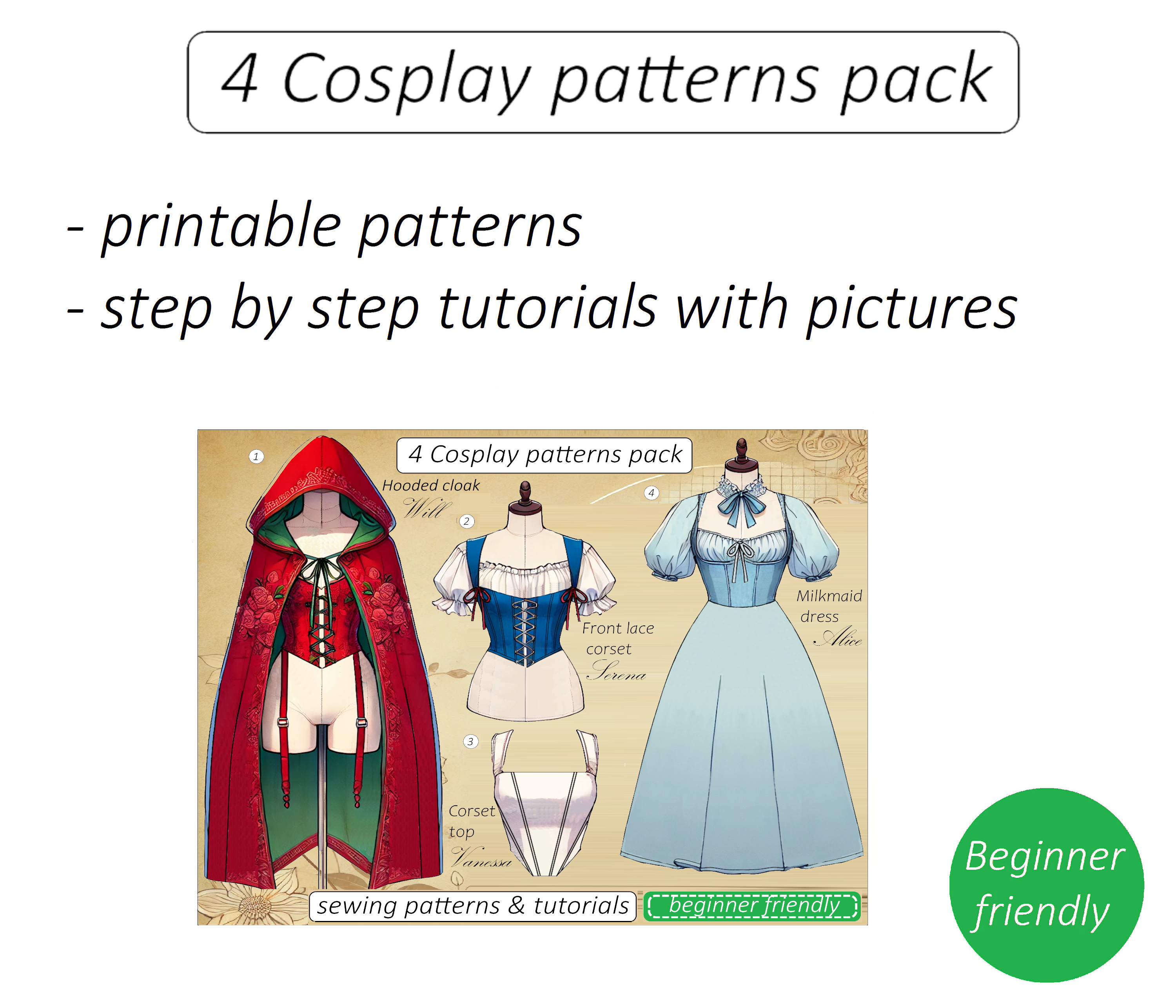 Cosplay sewing patterns pack | Instant PDF download