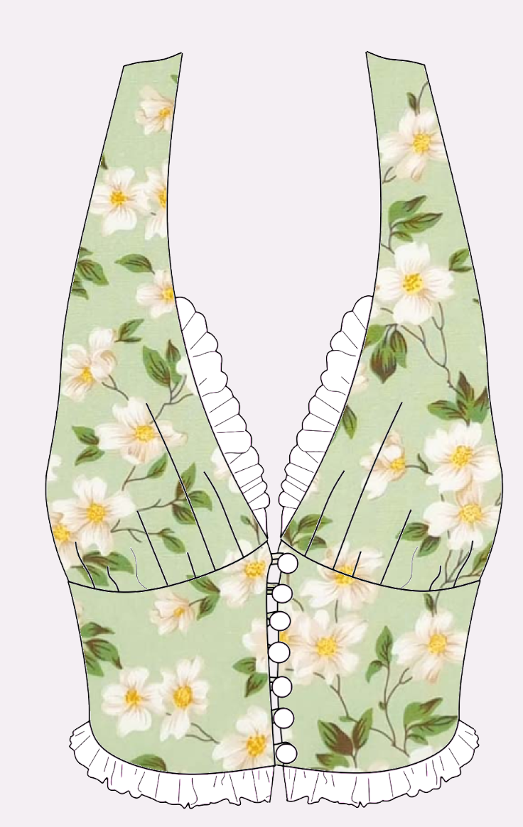 Flora backless halter neck top sewing pattern | Instant PDF download