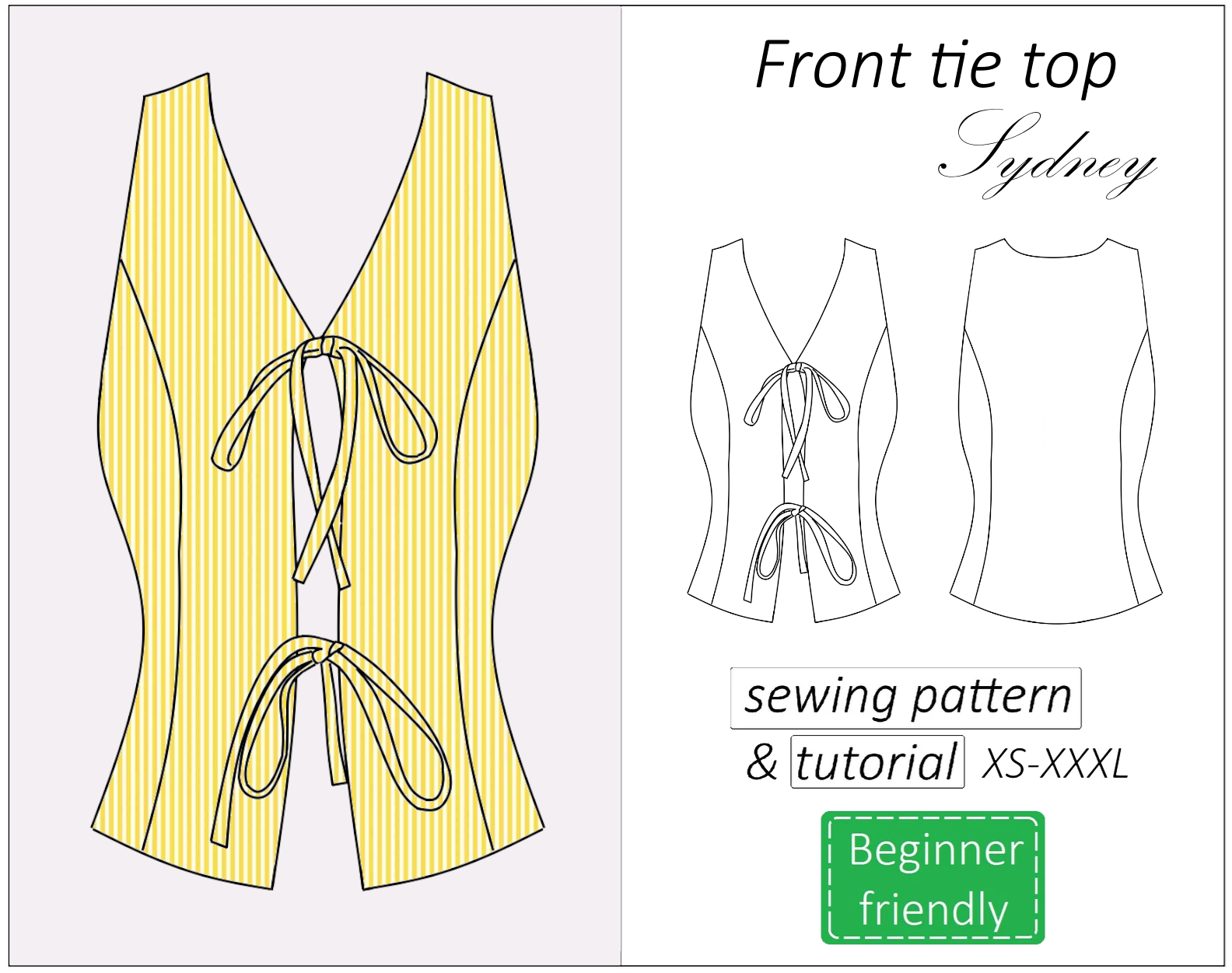 Front tie top Sydney sewing pattern | Instant PDF download