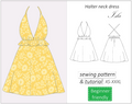 Isla backless halter neck dress sewing pattern | Instant PDF download