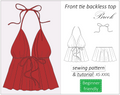 Brook front tie backless top sewing pattern | Instant PDF download