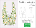 Flora backless halter neck top sewing pattern | Instant PDF download