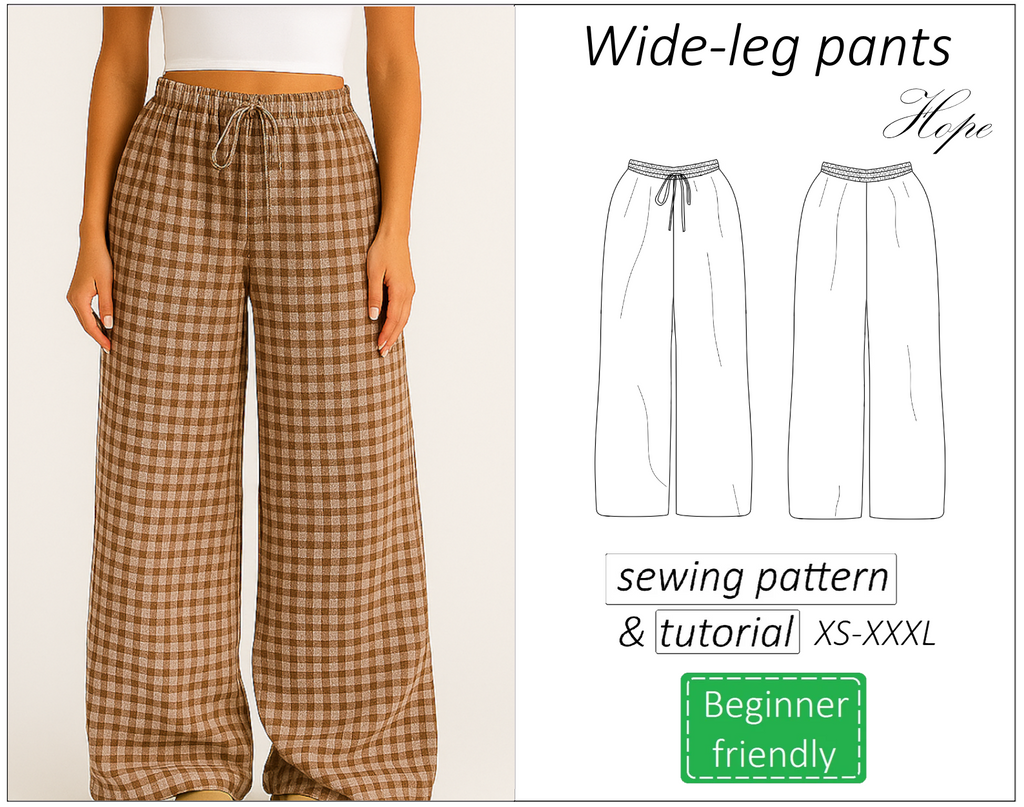 Hope wide-leg pants sewing pattern | Instant PDF download