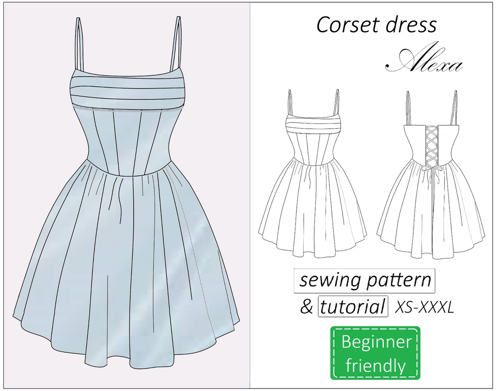 Alexa corset dress sewing pattern | Instant PDF download