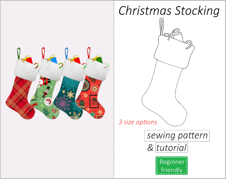 Christmas stocking sewing pattern | Instant PDF download