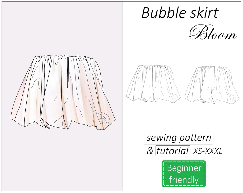 Bloom bubble mini skirt sewing pattern | Instant PDF download