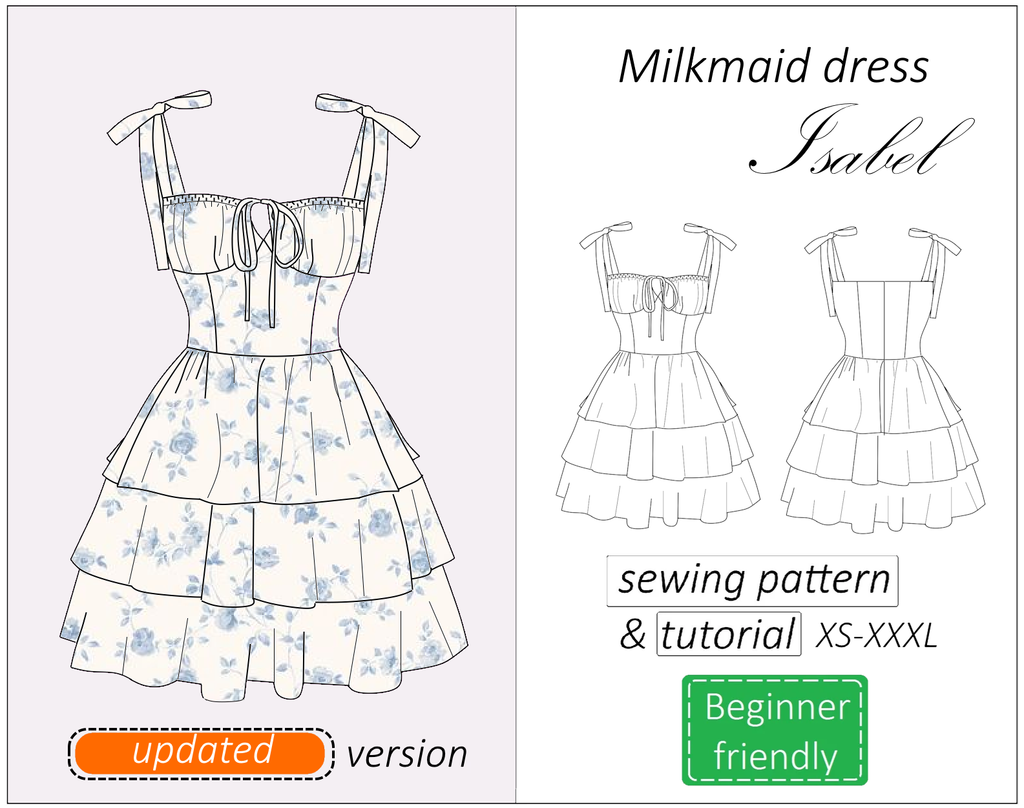 Isabel milkmaid dress sewing pattern | Instant PDF download