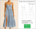 Gabriela bustier dress with tiered skirt sewing pattern | Instant PDF download