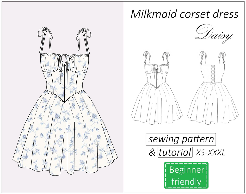 Daisy milkmaid corset dress sewing pattern | Instant PDF download
