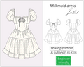 Juliet milkmaid dress with tiered skirt nd puff sleeves sewing pattern | Instant PDF download