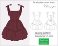 Cherry pie shoulder tie corset dress sewing pattern | Instant PDF download