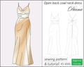 Diana open back cowl neck maxi dress sewing pattern | Instant PDF download