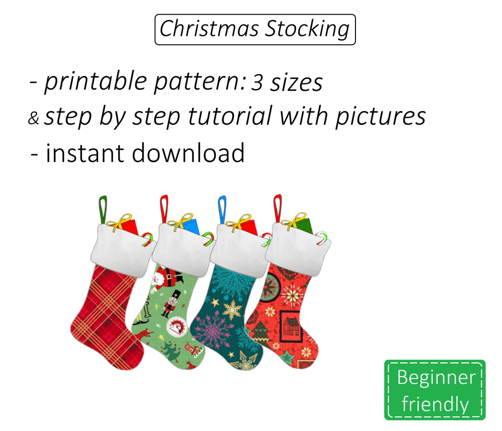 Christmas stocking sewing pattern | Instant PDF download