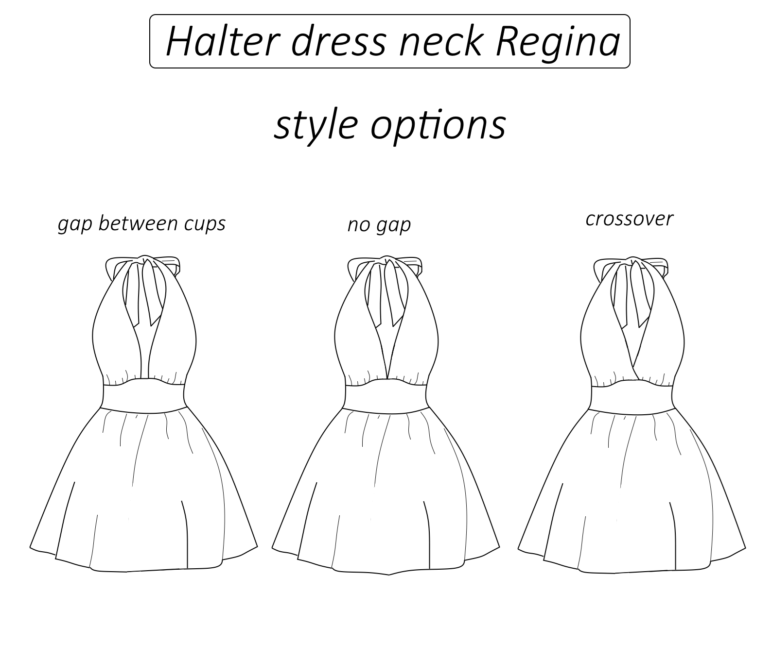 Regina halter neck open back dress sewing pattern | Instant PDF download