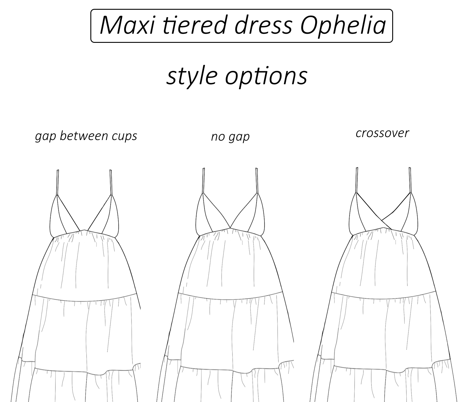 Ophelia maxi tiered backless dress sewing pattern | Instant PDF download