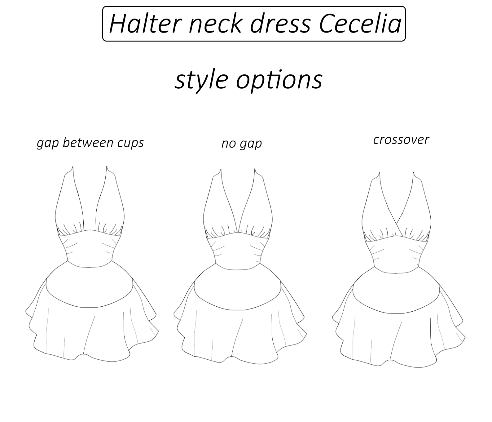 Cecelia halter neck dress with ruffle sewing pattern | Instant PDF download