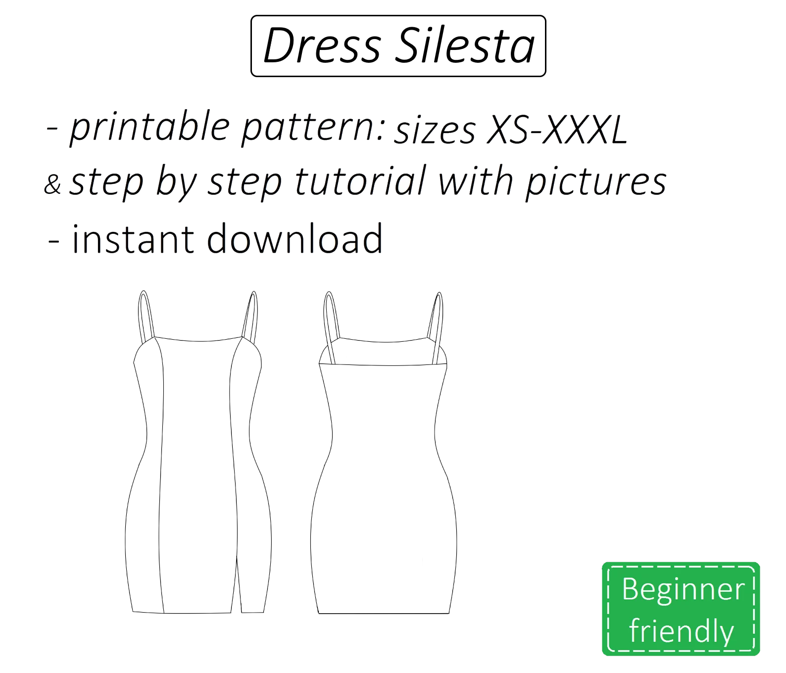 Silesta fitted dress sewing pattern | Instant PDF download