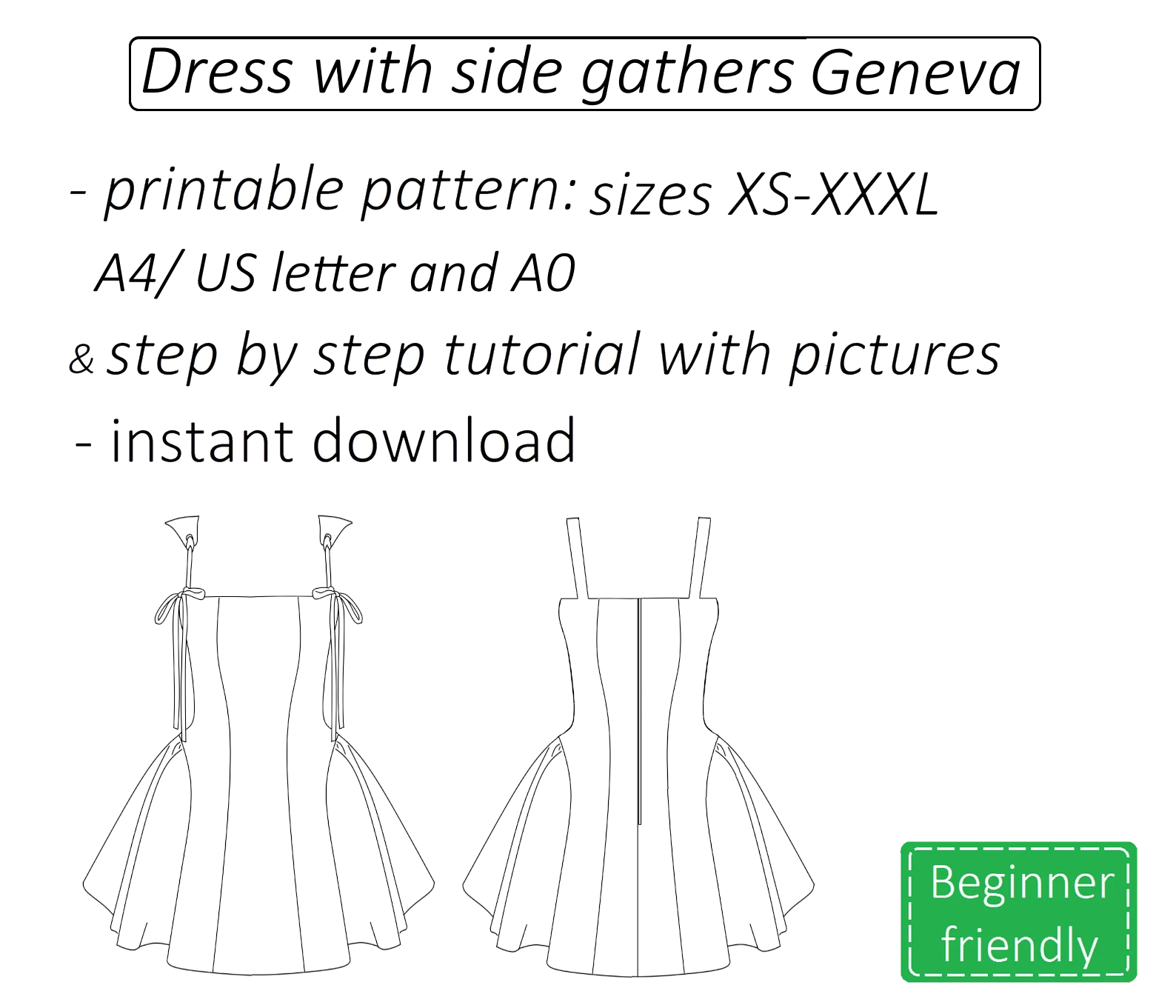 Geneva dress sewing pattern | Instant PDF download