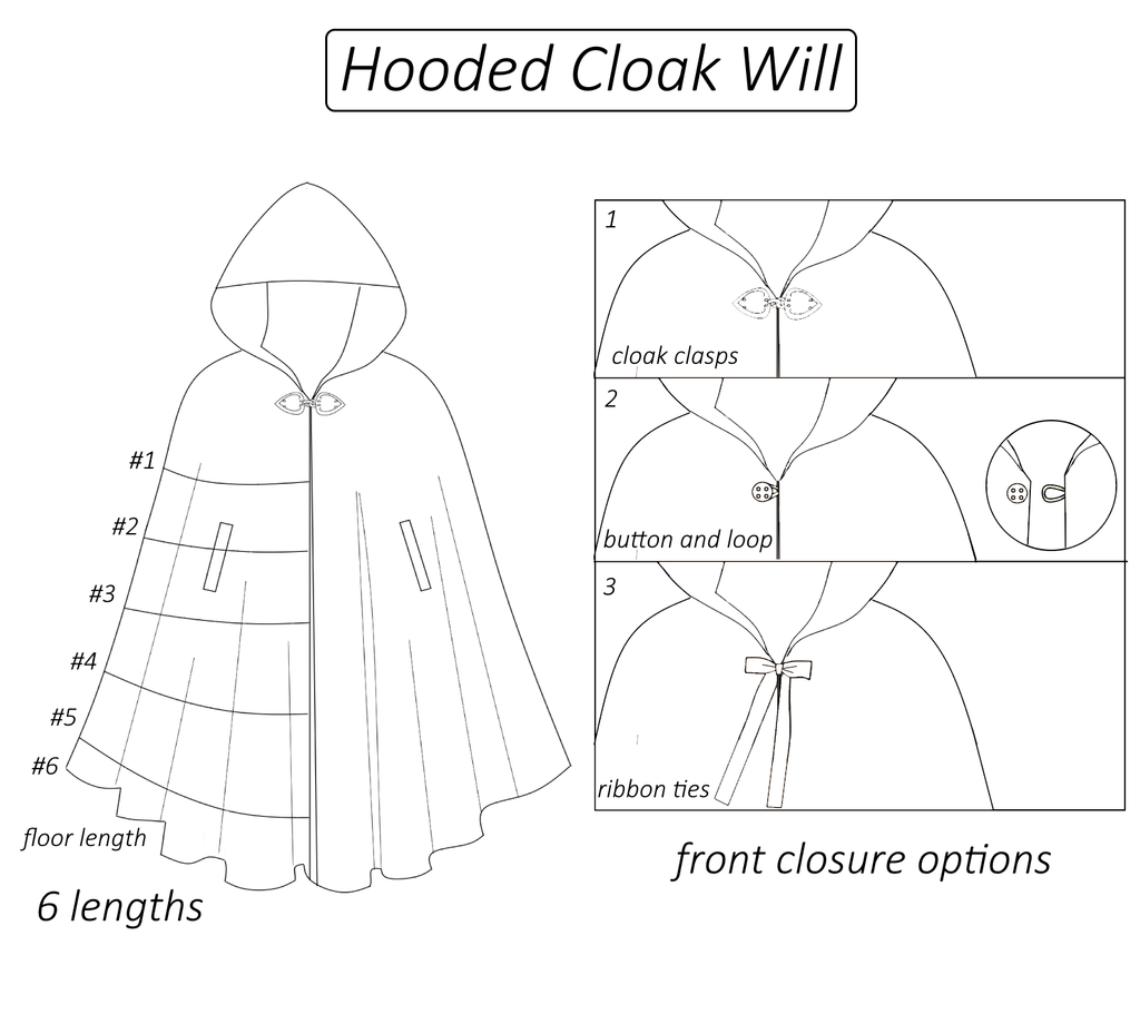 Will cloak with hood sewing pattern | Instant PDF download