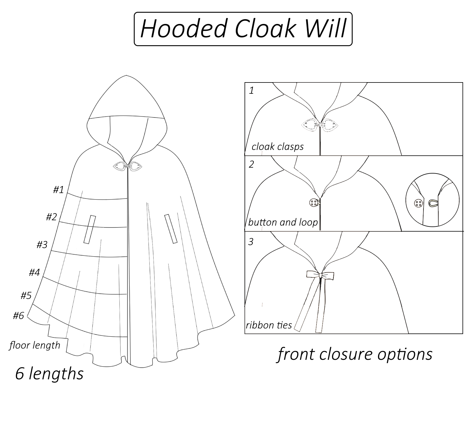 Will cloak with hood sewing pattern | Instant PDF download