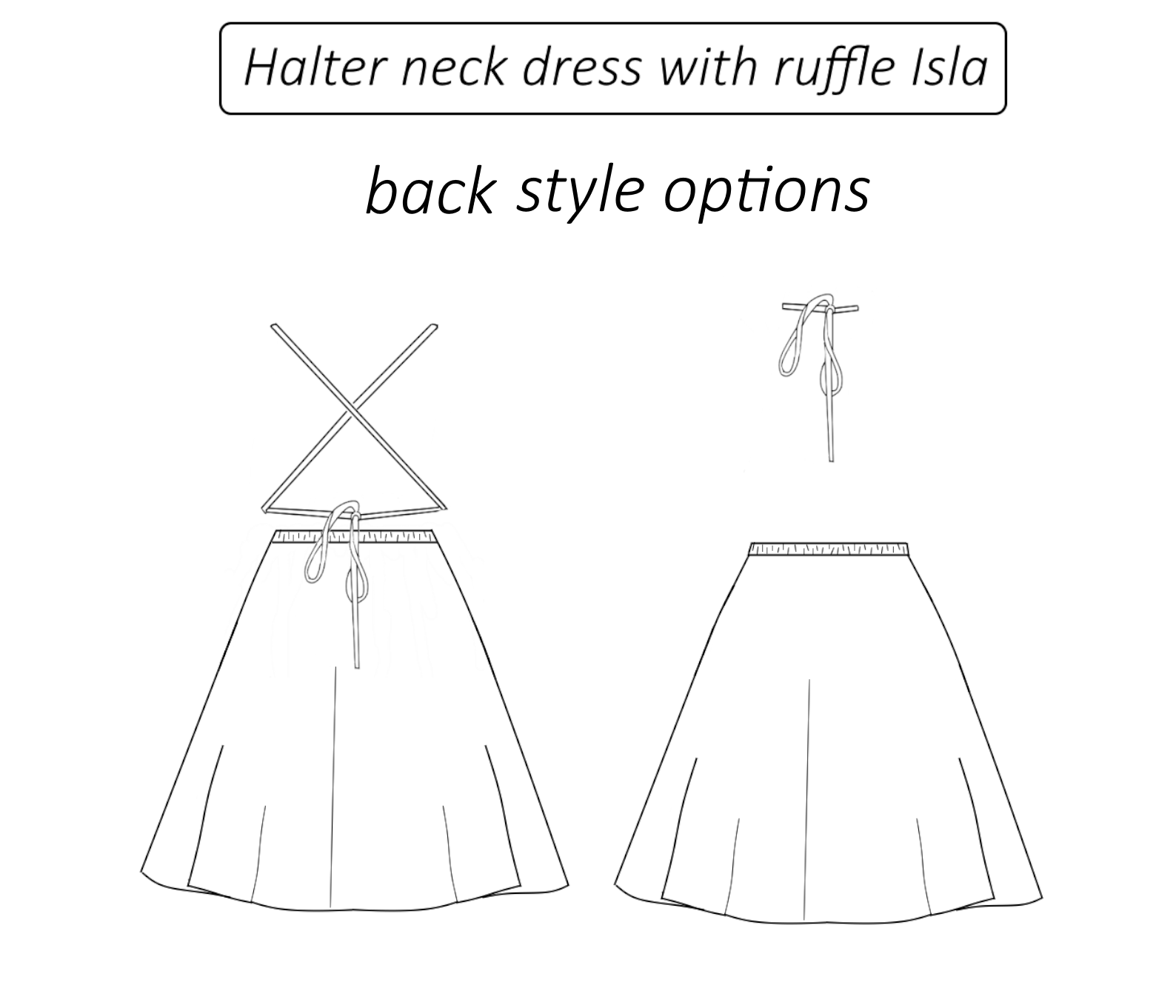 Isla backless halter neck dress sewing pattern | Instant PDF download