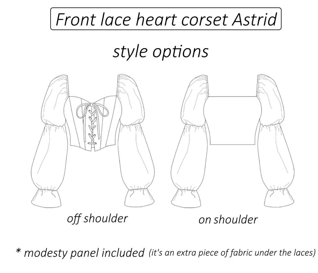 Astrid front lace heart corset top sewing pattern | Instant PDF download