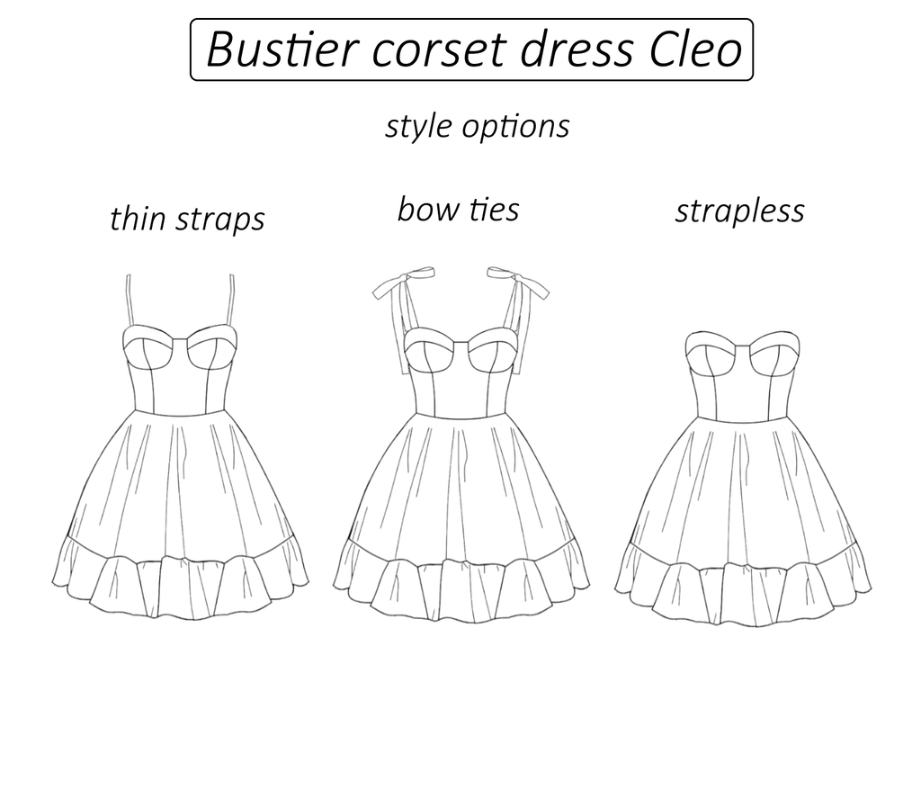 Cleo bustier corset dress sewing pattern 18 variations | Instant PDF download