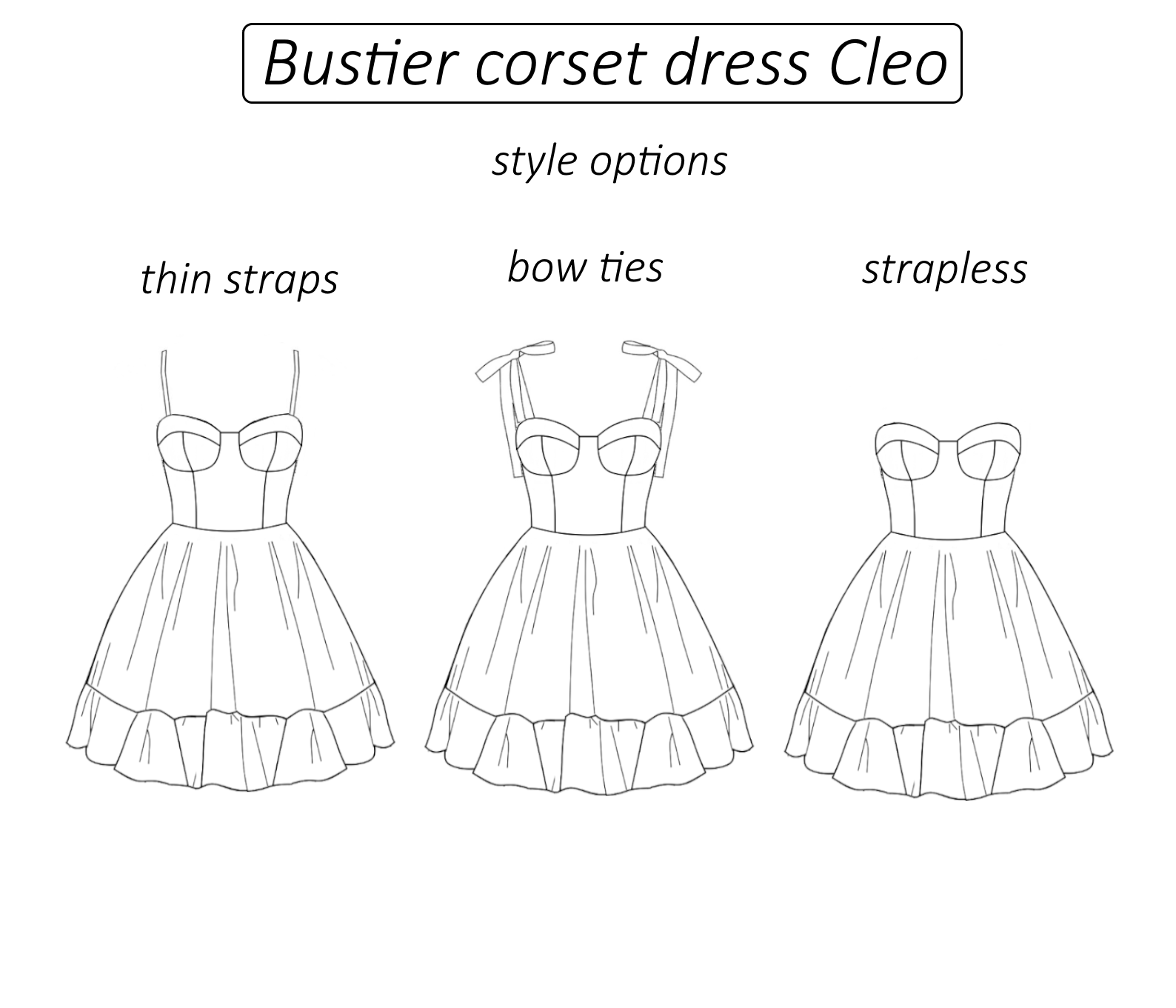 Cleo bustier corset dress sewing pattern 18 variations | Instant PDF download