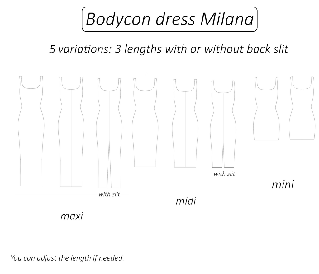 Milana bodycon tank dress sewing pattern | Instant PDF download