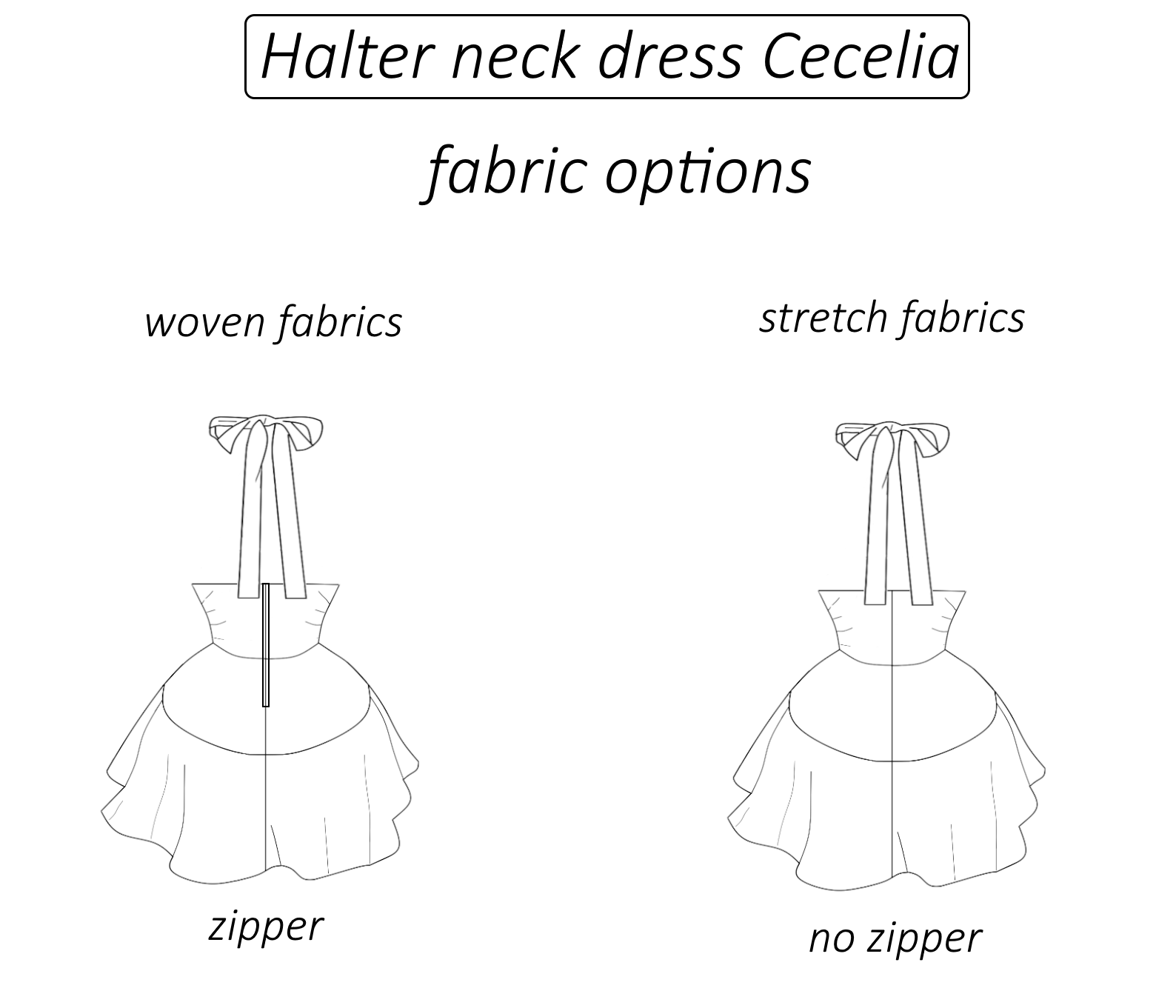 Cecelia halter neck dress with ruffle sewing pattern | Instant PDF download
