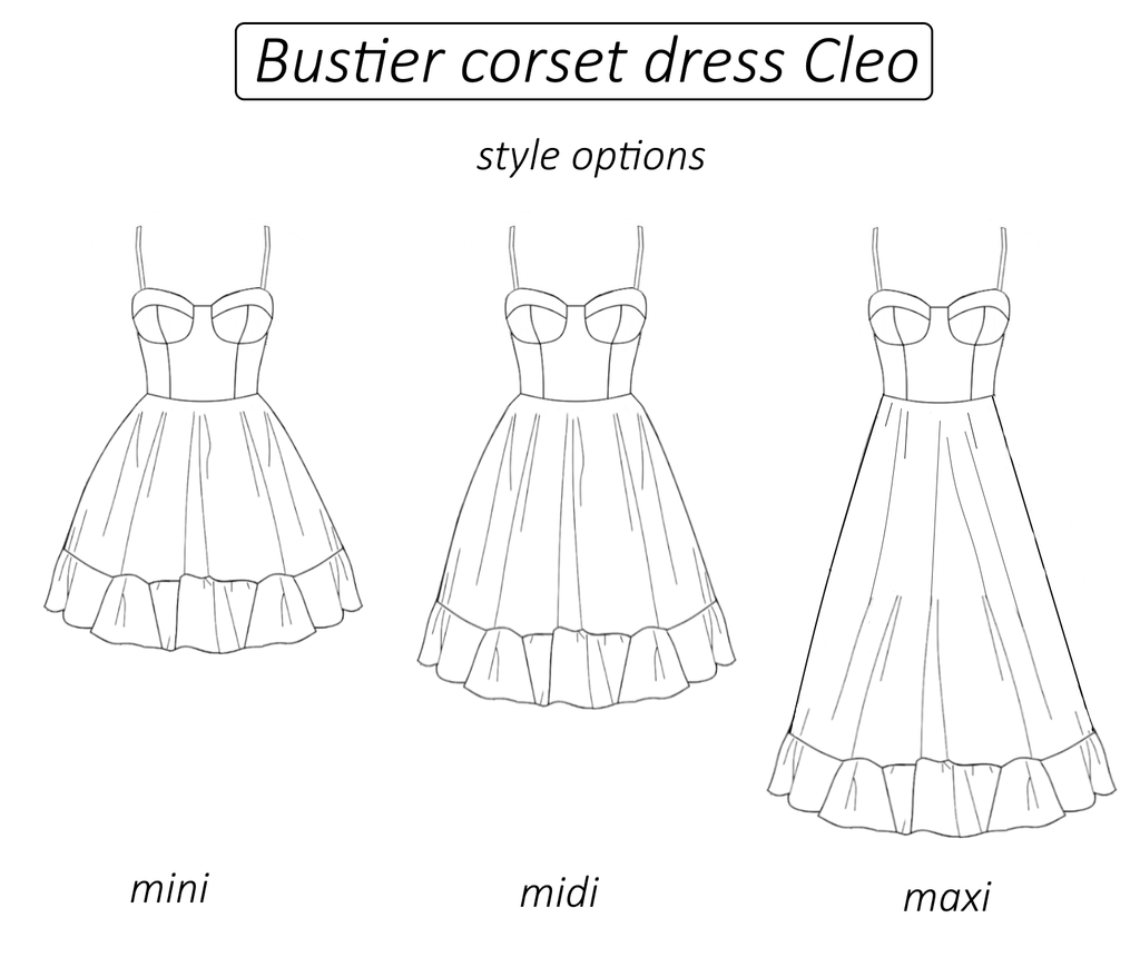 Cleo bustier corset dress sewing pattern 18 variations | Instant PDF download
