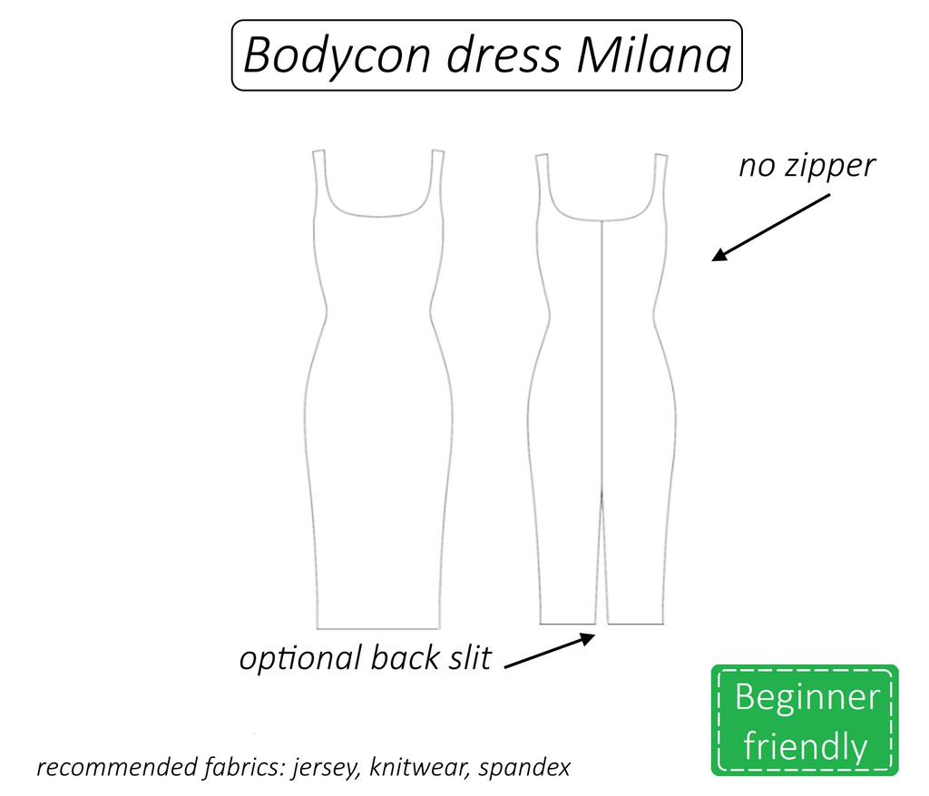 Milana bodycon tank dress sewing pattern | Instant PDF download